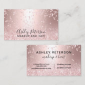 Makeup roos goud glitter metallic sparkle confetti visitekaartje (Voorkant / Achterkant)