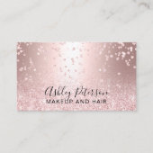 Makeup roos goud glitter metallic sparkle confetti visitekaartje (Voorkant)