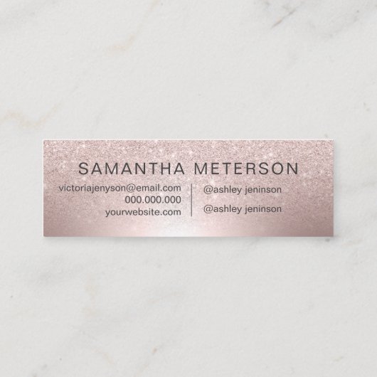 Makeup Roos goud glitter ombre metallic folie Mini Visitekaartje (Achterkant)