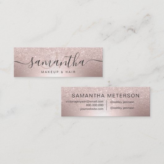 Makeup Roos goud glitter ombre metallic folie Mini Visitekaartje (Voorkant / Achterkant)