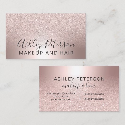 Makeup Roos goud glitter ombre metallic folie Visitekaartje (Voorkant / Achterkant)