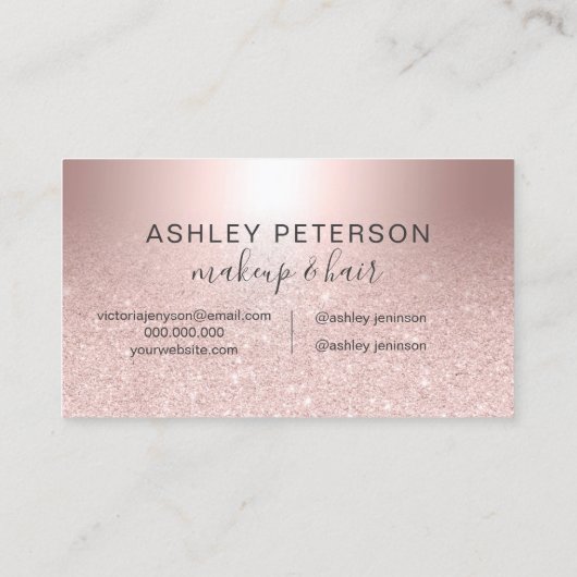 Makeup Roos goud glitter ombre metallic folie Visitekaartje (Achterkant)