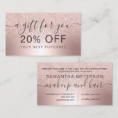 Makeup Roos goud glitter ombre metallic foliegift Kortingskaartje (Voorkant / Achterkant)