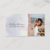 Makeup roos goud glitter parelfoto visitekaartje (Voorkant)