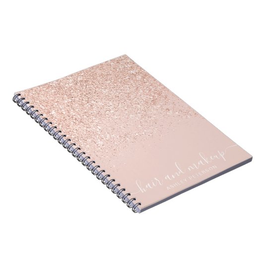 Makeup roos goud glitter pastel zwart roze notitieboek (Rechterzijde)
