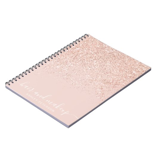 Makeup roos goud glitter pastel zwart roze notitieboek (Linkerzijde)