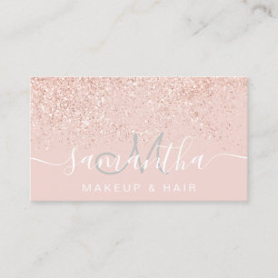 Makeup roos goud glitter pastel zwart roze visitekaartje