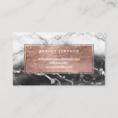 Makeup roos gouden typografie zwarte witte marmer visitekaartje (Achterkant)