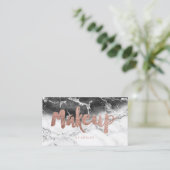 Makeup roos gouden typografie zwarte witte marmer visitekaartje (Staand voorkant)
