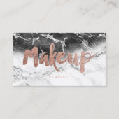 Makeup roos gouden typografie zwarte witte marmer visitekaartje (Voorkant)