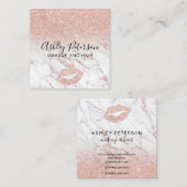 Makeup roos goudglitter lippen vierkante visitekaartje (Voorkant / Achterkant)