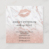 Makeup roos goudglitter lippen vierkante visitekaartje (Achterkant)