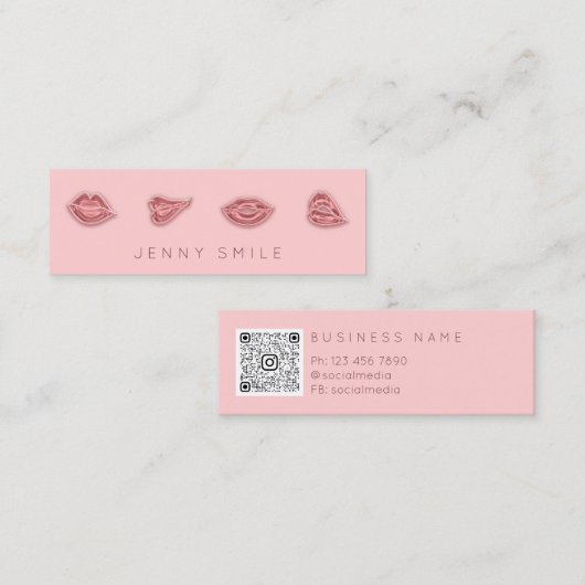 Makeup Roos Lip Neurse Cosmetische Injector Qr Log Mini Visitekaartje (Voorkant / Achterkant)