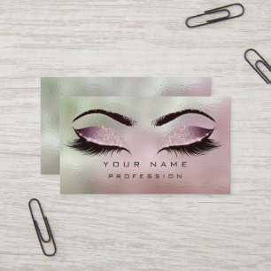 Makeup roze kleurige groene glazen as Lashes Glitt Visitekaartje