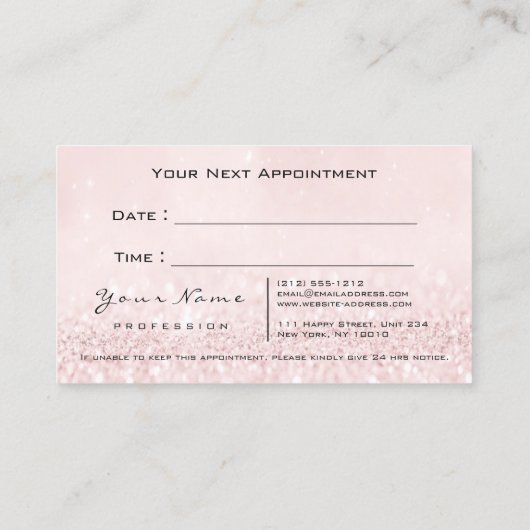 Makeup roze Lashes Extension Appointment Card Afsprakenkaartje (Achterkant)