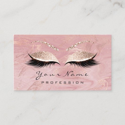 Makeup Roze Lashes Marble Appointment Card Afsprakenkaartje (Voorkant)