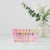 Makeup roze regenboogeenhoornmarmer afsprakenkaartje (Staand voorkant)