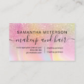Makeup roze regenboogeenhoornmarmer afsprakenkaartje (Achterkant)
