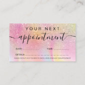 Makeup roze regenboogeenhoornmarmer afsprakenkaartje (Voorkant)