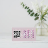 Makeup Salon QR Code Roze Zwart Manuscript Visitekaartje (Staand voorkant)