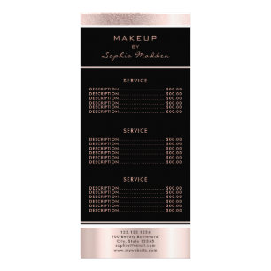 Makeup Salon Roos Gold Ombre Trendy Glitter Black Reclamekaart