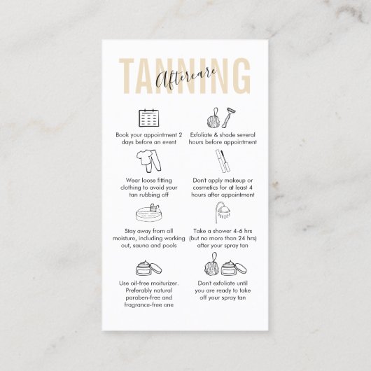 Makeup Salon Spray Tan Painting Aftercare Visitekaartje (Achterkant)