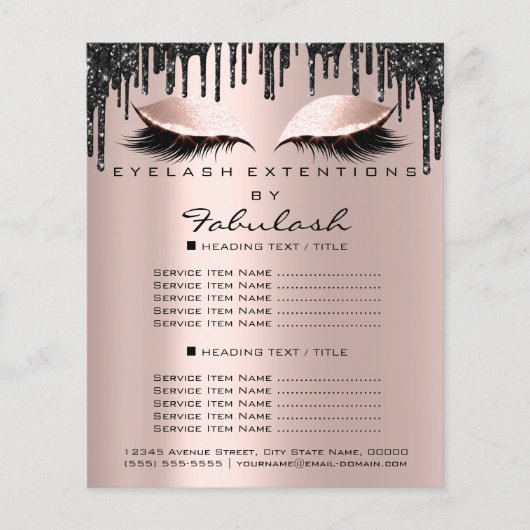 Makeup Schoonheidssalon Roze Zwarte Druppels Flyer (Voorkant)
