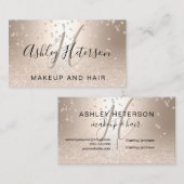 Makeup script confetti chic gold glitter metallic visitekaartje (Voorkant / Achterkant)