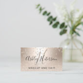 Makeup script confetti chic gold glitter metallic visitekaartje (Staand voorkant)