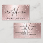 Makeup script confetti roos gold glitter metallic visitekaartje (Voorkant / Achterkant)