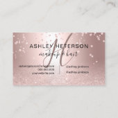 Makeup script confetti roos gold glitter metallic visitekaartje (Achterkant)