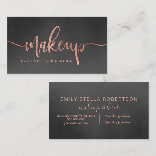 Makeup script roos Gold zwarte waterverf Visitekaartje