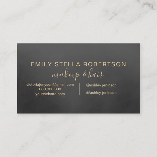 Makeup script typografie gouden zwarte waterverf visitekaartje (Achterkant)
