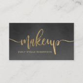 Makeup script typografie gouden zwarte waterverf visitekaartje (Voorkant)