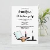 Makeup Set Illustration Cosmetics Birthday Party Kaart (Staand voorkant)
