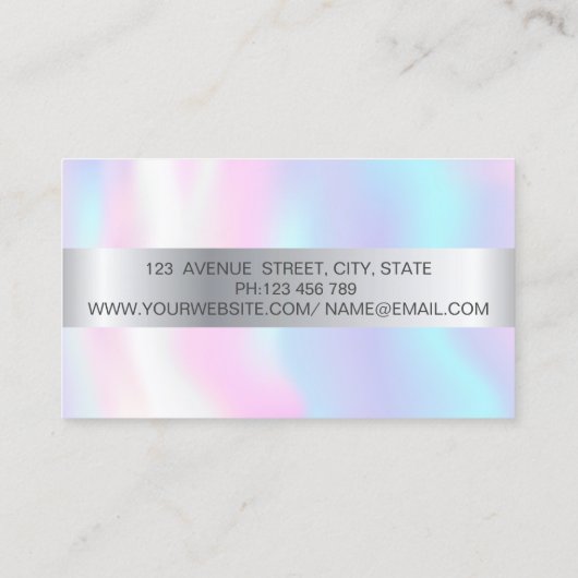Makeup Silver Glitter Faux Lashes Holographic Visitekaartje (Achterkant)
