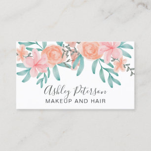 Makeup Spring chic coral floral waterverf Visitekaartje