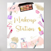 Makeup Station Glitz & Glam Spa Birthday Sign Poster (Voorkant)