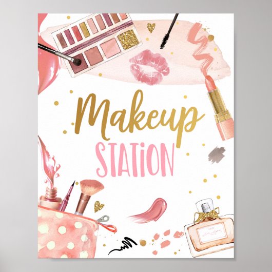 Makeup Station Spa Party Girl Glamor Birthday Pos Poster (Voorkant)