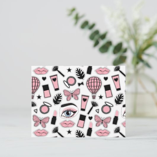 Makeup Sticker Pattern Feestdagenkaart (Staand voorkant)