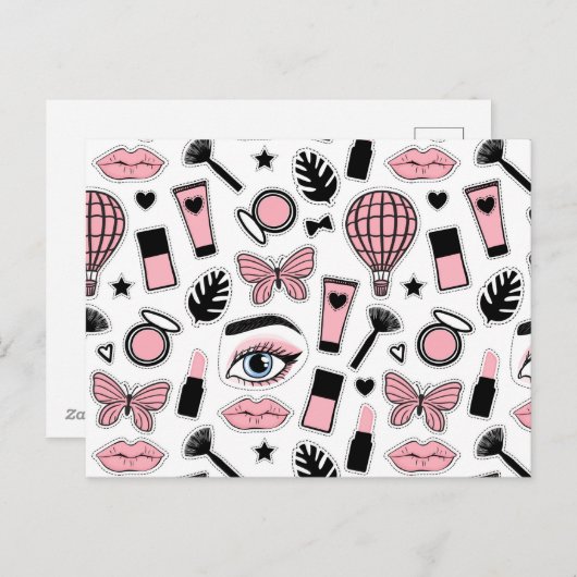 Makeup Sticker Pattern Feestdagenkaart (Voorkant / Achterkant)