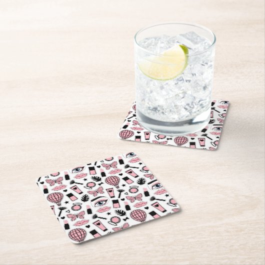 Makeup Sticker Pattern Kartonnen Onderzetters (Insitu)