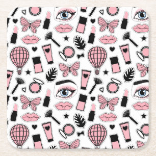 Makeup Sticker Pattern Kartonnen Onderzetters