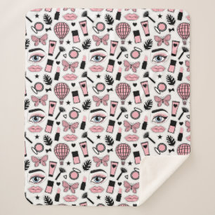 Makeup Sticker Pattern Sherpa Deken