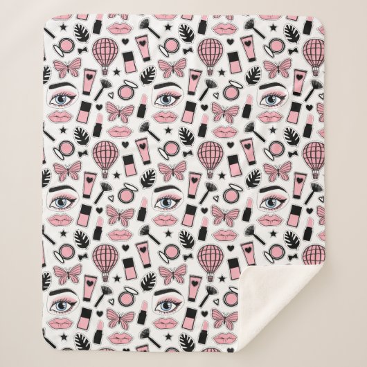 Makeup Sticker Pattern Sherpa Deken (Voorkant)