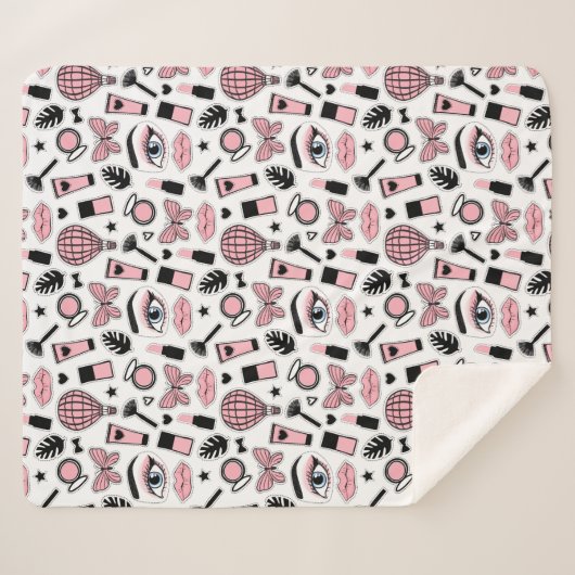 Makeup Sticker Pattern Sherpa Deken (Voorkant (horizontaal))