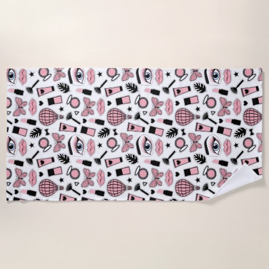 Makeup Sticker Pattern Strandlaken (Voorkant)