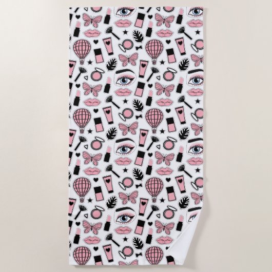 Makeup Sticker Pattern Strandlaken (Voorkant)