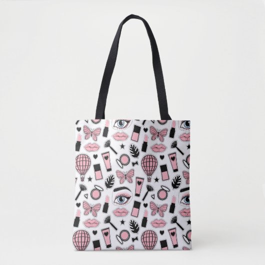 Makeup Sticker Pattern Tote Bag (Voorkant)