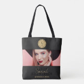 Makeup Studio Black Gold Logo Sociale Media Tote Bag (Achterkant)